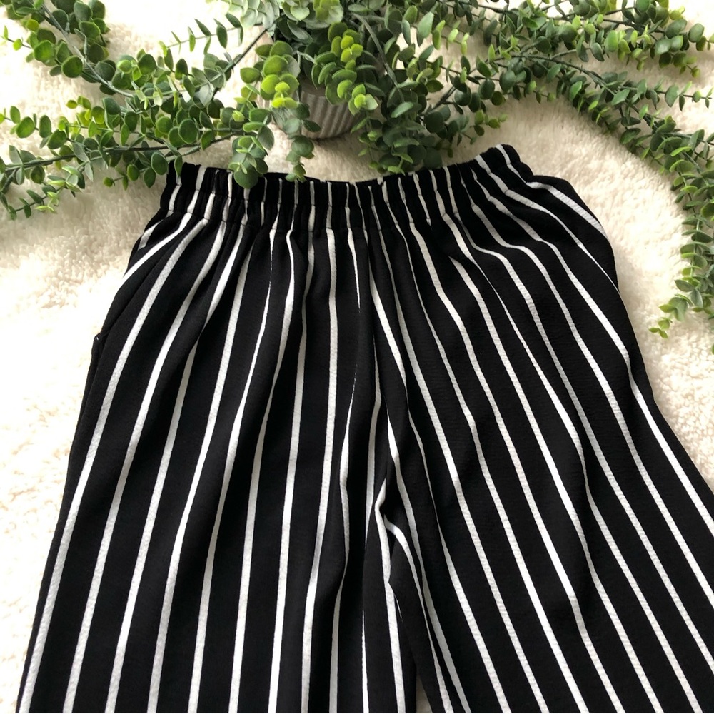 Striped wide leg pants with pockets SZ S - Picture 6 of 10